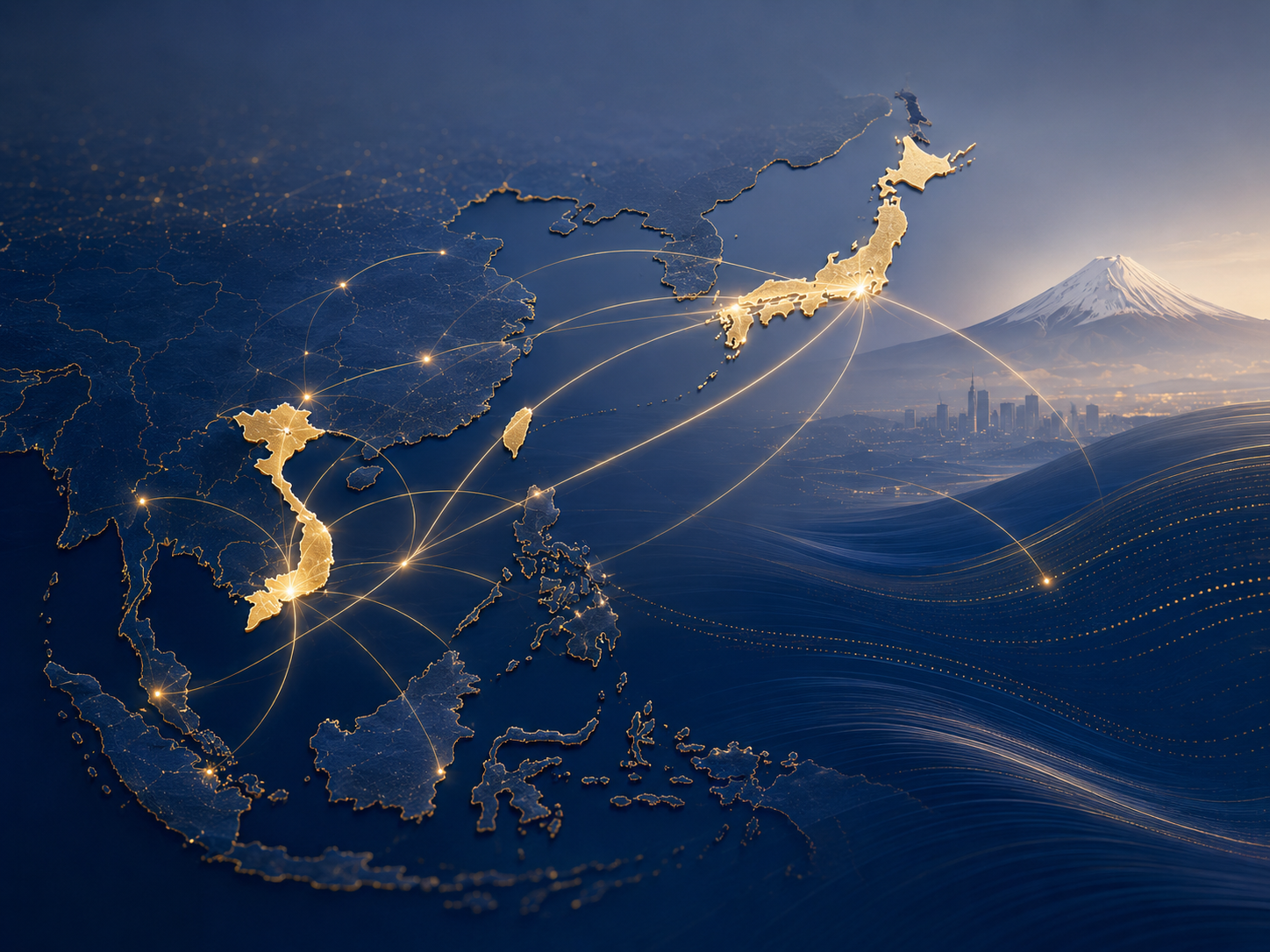 Japan Vietnam Southeast Asia cross-border map